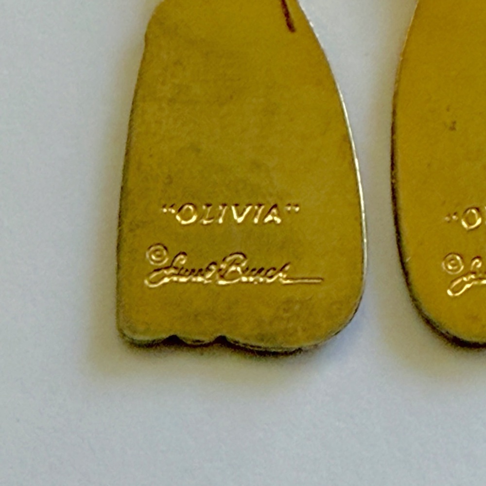 Laurel Burch Olivia Cat Vintage 1980's Black Gold Tone Dangle Earrings - Picture 3 of 5
